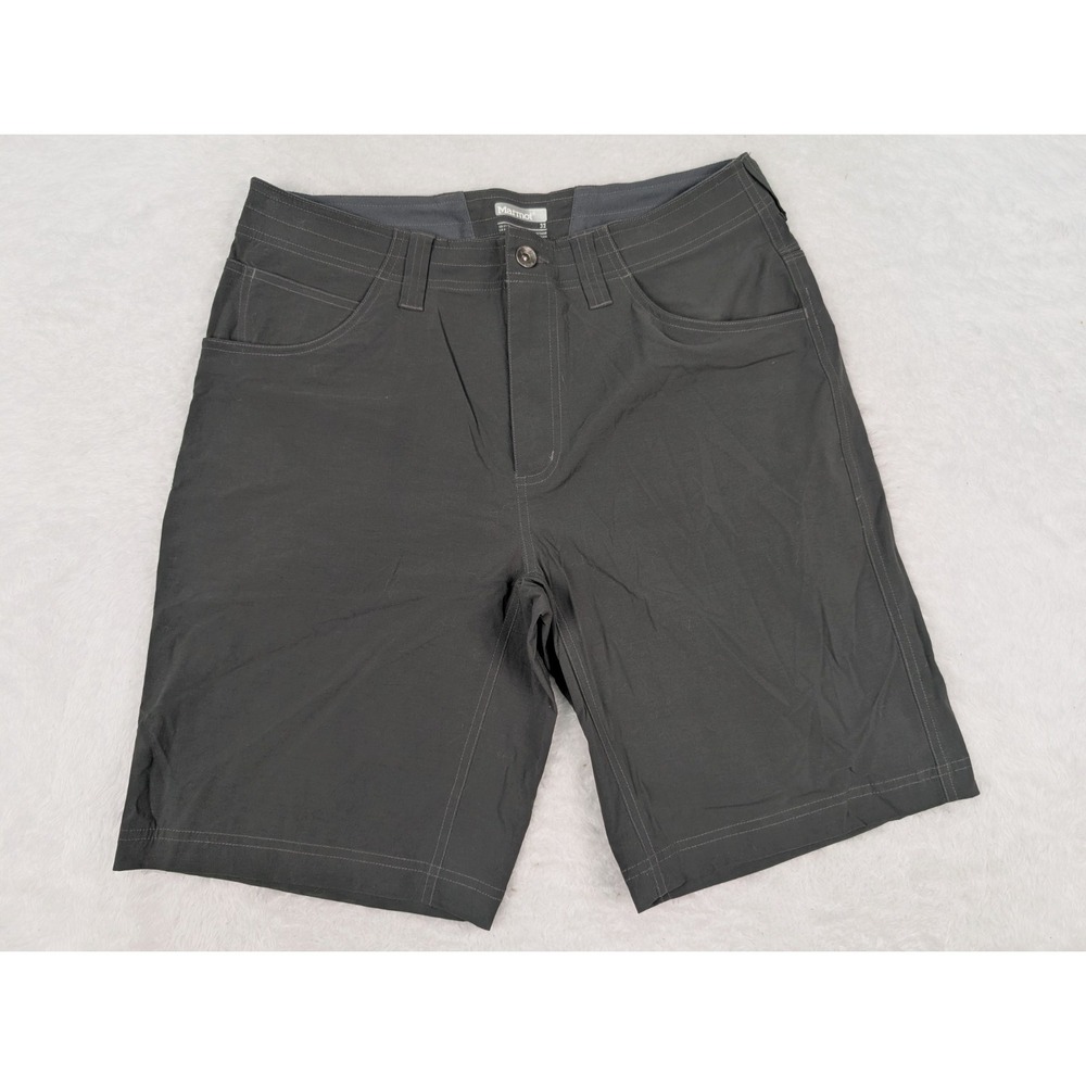 Marmot Shorts Men's 32 Gray Hiking Trail Lightweight Quick Dry Zip Pocket Nylon